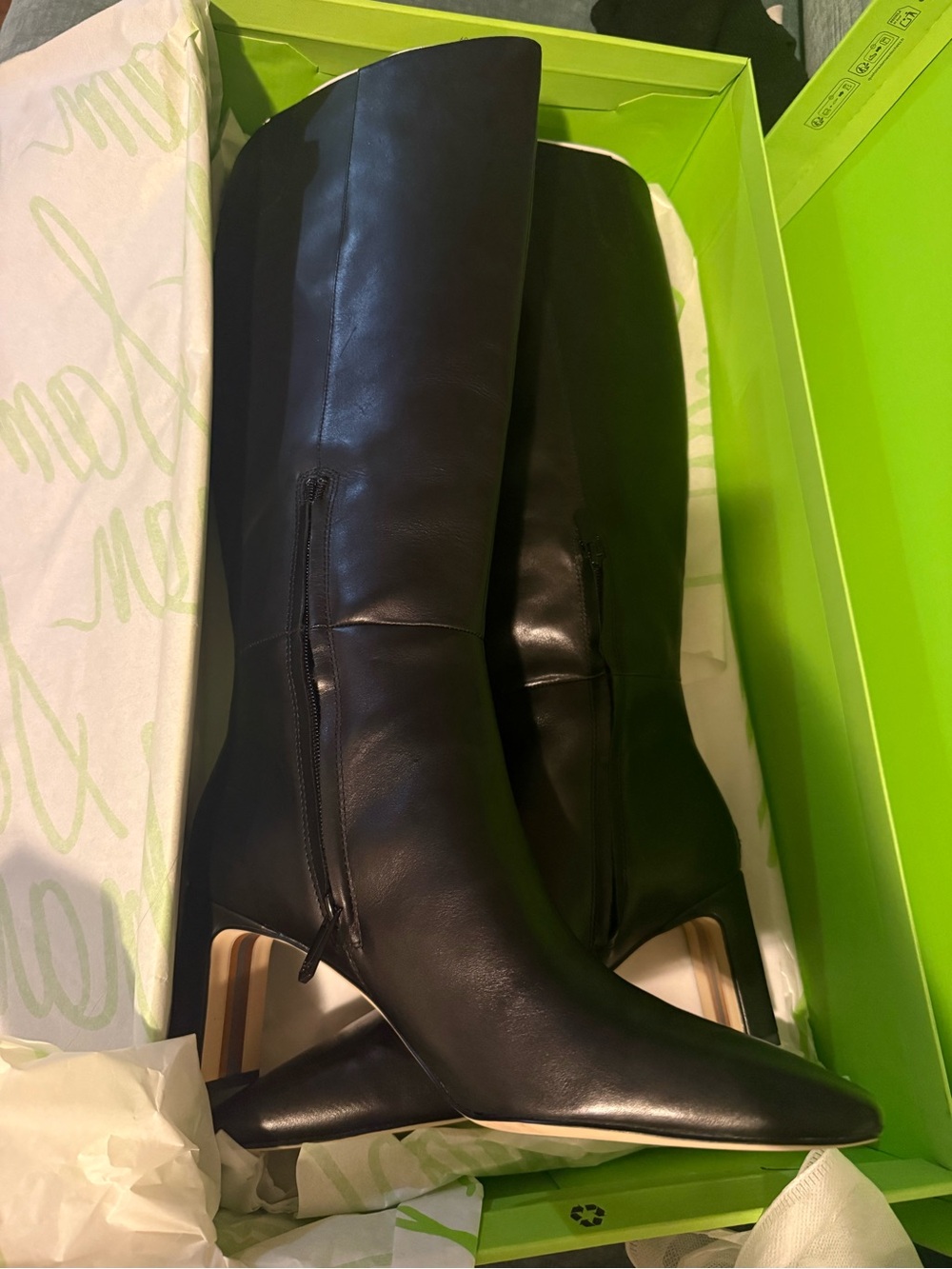 Sam Edelman Black Knee-high Pointed-Toe Slim Heeled Boots: size 10M/wide calf - Picture 4 of 6